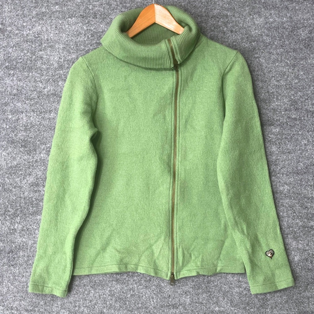Kuhl Womens 100% Merino Wool Asymmetrical Zip Sweater Green Size M Hiking